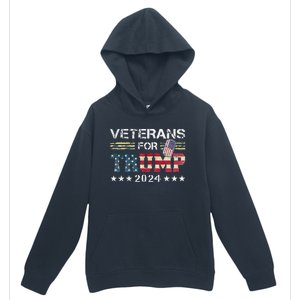 Dad Grandpa Veterans For Trump 2024 American Flag Camo Urban Pullover Hoodie