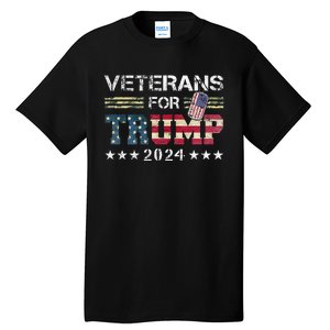 Dad Grandpa Veterans For Trump 2024 American Flag Tall T-Shirt