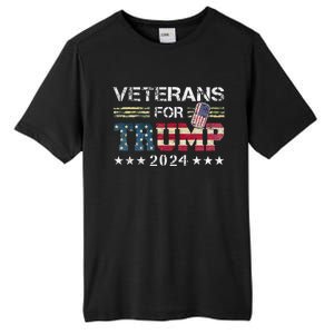 Dad Grandpa Veterans For Trump 2024 American Flag Tall Fusion ChromaSoft Performance T-Shirt