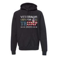 Dad Grandpa Veterans For Trump 2024 American Flag Premium Hoodie