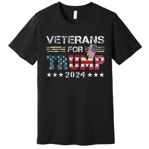 Dad Grandpa Veterans For Trump 2024 American Flag Premium T-Shirt