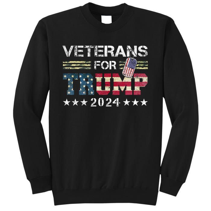 Dad Grandpa Veterans For Trump 2024 American Flag Tall Sweatshirt