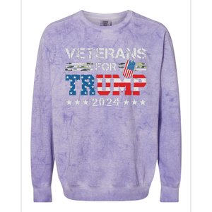 Dad Grandpa Veterans For Trump 2024 American Flag Camo Colorblast Crewneck Sweatshirt