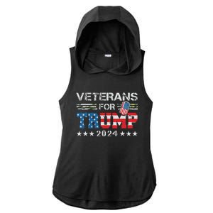 Dad Grandpa Veterans For Trump 2024 American Flag Camo Ladies PosiCharge Tri-Blend Wicking Draft Hoodie Tank