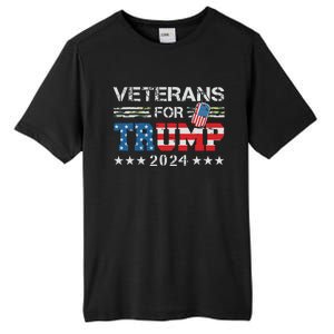 Dad Grandpa Veterans For Trump 2024 American Flag Camo Tall Fusion ChromaSoft Performance T-Shirt