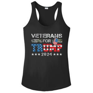 Dad Grandpa Veterans For Trump 2024 American Flag Camo Ladies PosiCharge Competitor Racerback Tank