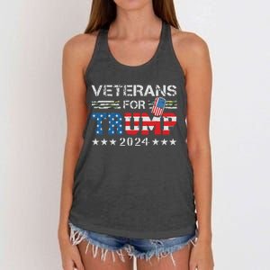 Dad Grandpa Veterans For Trump 2024 American Flag Camo Women's Knotted Racerback Tank