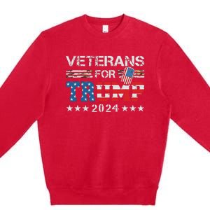 Dad Grandpa Veterans For Trump 2024 American Flag Camo Premium Crewneck Sweatshirt