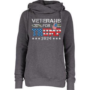 Dad Grandpa Veterans For Trump 2024 American Flag Camo Womens Funnel Neck Pullover Hood