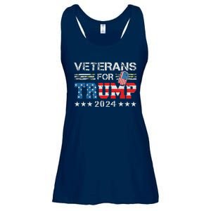 Dad Grandpa Veterans For Trump 2024 American Flag Camo Ladies Essential Flowy Tank