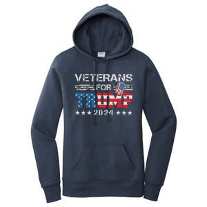 Dad Grandpa Veterans For Trump 2024 American Flag Camo Women's Pullover Hoodie