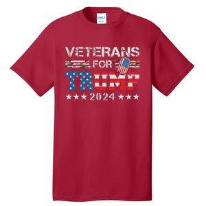 Dad Grandpa Veterans For Trump 2024 American Flag Camo Tall T-Shirt