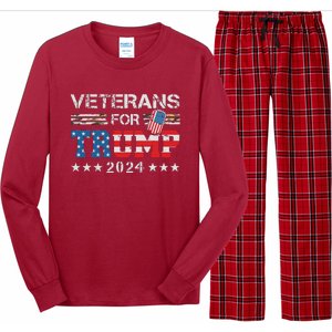 Dad Grandpa Veterans For Trump 2024 American Flag Camo Long Sleeve Pajama Set