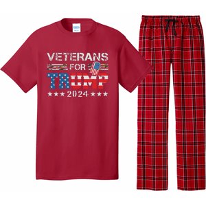 Dad Grandpa Veterans For Trump 2024 American Flag Camo Pajama Set