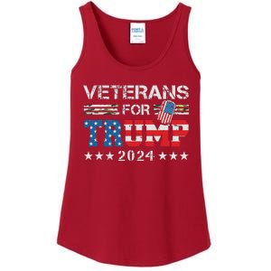 Dad Grandpa Veterans For Trump 2024 American Flag Camo Ladies Essential Tank