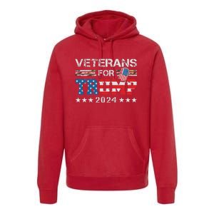 Dad Grandpa Veterans For Trump 2024 American Flag Camo Premium Hoodie