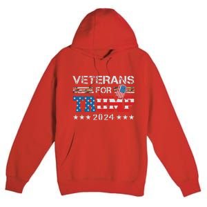 Dad Grandpa Veterans For Trump 2024 American Flag Camo Premium Pullover Hoodie