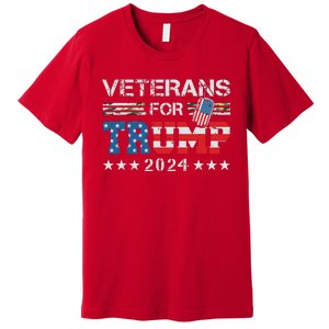 Dad Grandpa Veterans For Trump 2024 American Flag Camo Premium T-Shirt