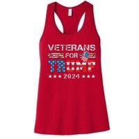 Dad Grandpa Veterans For Trump 2024 American Flag Camo Women's Racerback Tank