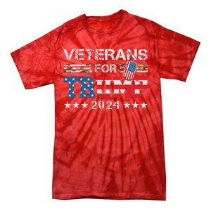 Dad Grandpa Veterans For Trump 2024 American Flag Camo Tie-Dye T-Shirt