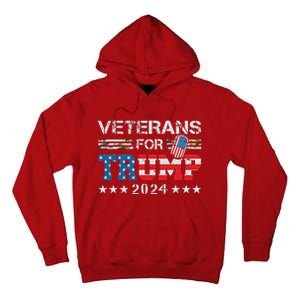 Dad Grandpa Veterans For Trump 2024 American Flag Camo Tall Hoodie