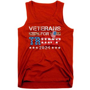 Dad Grandpa Veterans For Trump 2024 American Flag Camo Tank Top