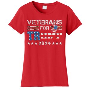 Dad Grandpa Veterans For Trump 2024 American Flag Camo Women's T-Shirt