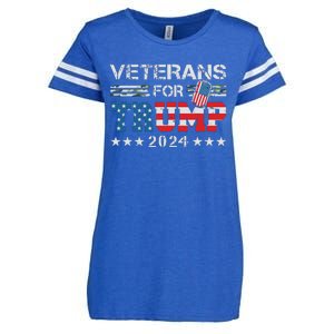 Dad Grandpa Veterans For Trump 2024 American Flag Camo Enza Ladies Jersey Football T-Shirt