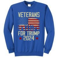 Dad Grandpa Veterans For Trump 2024 American Flag Vintage Gift Sweatshirt