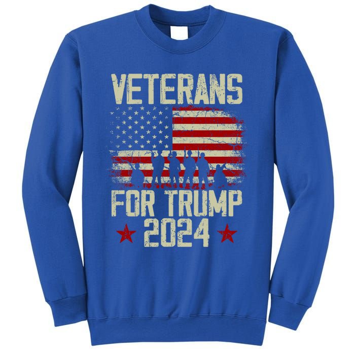 Dad Grandpa Veterans For Trump 2024 American Flag Vintage Gift Sweatshirt