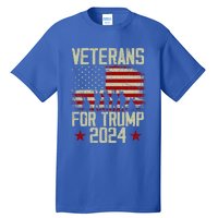 Dad Grandpa Veterans For Trump 2024 American Flag Vintage Gift Tall T-Shirt