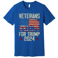 Dad Grandpa Veterans For Trump 2024 American Flag Vintage Gift Premium T-Shirt