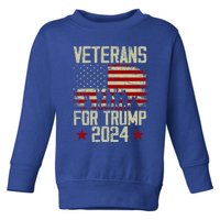 Dad Grandpa Veterans For Trump 2024 American Flag Vintage Gift Toddler Sweatshirt