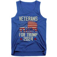 Dad Grandpa Veterans For Trump 2024 American Flag Vintage Gift Tank Top