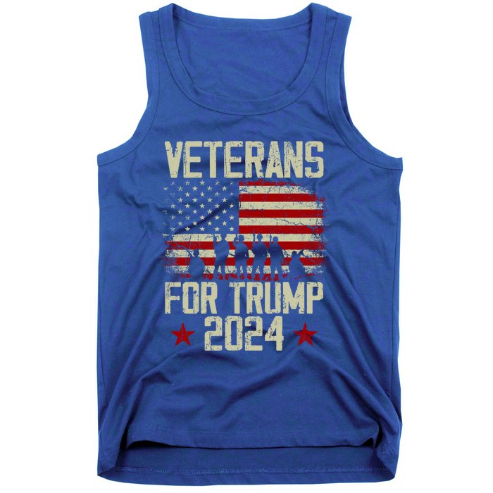 Dad Grandpa Veterans For Trump 2024 American Flag Vintage Gift Tank Top