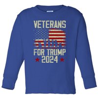 Dad Grandpa Veterans For Trump 2024 American Flag Vintage Gift Toddler Long Sleeve Shirt