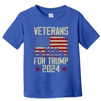 Dad Grandpa Veterans For Trump 2024 American Flag Vintage Gift Toddler T-Shirt