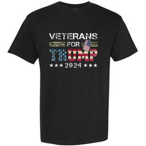 Dad Grandpa Veterans For Trump 2024 American Flag Garment-Dyed Heavyweight T-Shirt