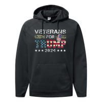 Dad Grandpa Veterans For Trump 2024 American Flag Performance Fleece Hoodie