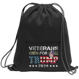 Dad Grandpa Veterans For Trump 2024 American Flag Sweatshirt Cinch Pack Bag