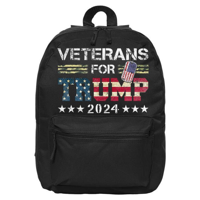 Dad Grandpa Veterans For Trump 2024 American Flag 16 in Basic Backpack