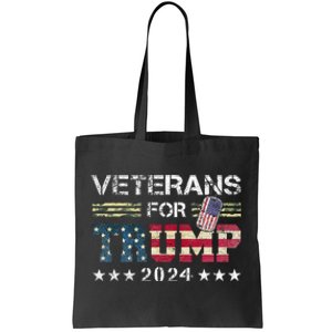 Dad Grandpa Veterans For Trump 2024 American Flag Tote Bag