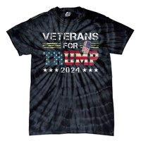 Dad Grandpa Veterans For Trump 2024 American Flag Tie-Dye T-Shirt