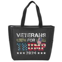 Dad Grandpa Veterans For Trump 2024 American Flag Zip Tote Bag