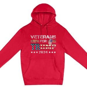 Dad Grandpa Veterans For Trump 2024 American Flag Premium Pullover Hoodie