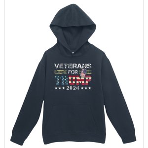 Dad Grandpa Veterans For Trump 2024 American Flag Urban Pullover Hoodie