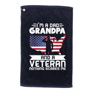 Dad Grandpa Veteran Nothing Scares Patriotic Veterans Day Platinum Collection Golf Towel