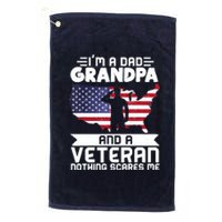 Dad Grandpa Veteran Nothing Scares Patriotic Veterans Day Platinum Collection Golf Towel