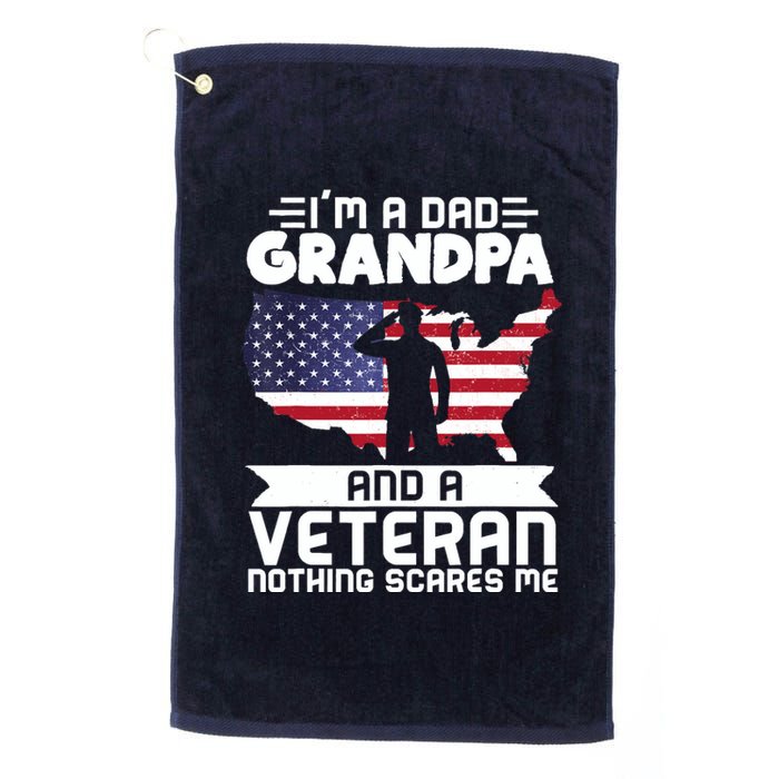 Dad Grandpa Veteran Nothing Scares Patriotic Veterans Day Platinum Collection Golf Towel