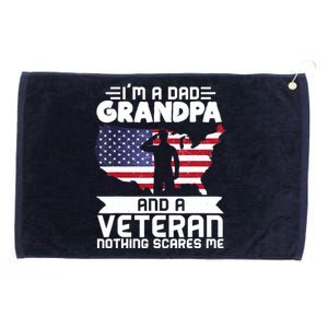 Dad Grandpa Veteran Nothing Scares Patriotic Veterans Day Grommeted Golf Towel